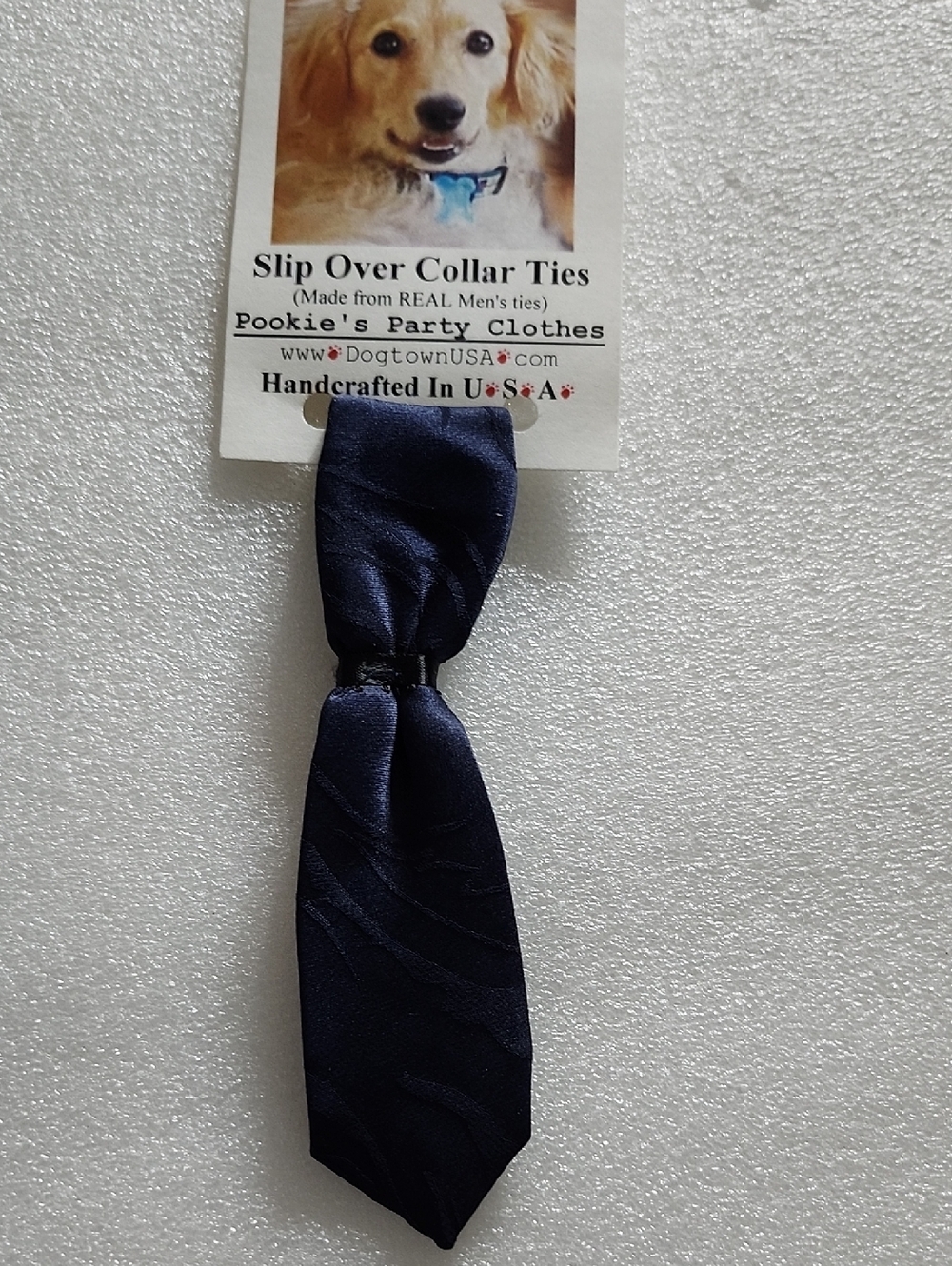 Hand Crafted Navy Blue Slip Over Dog Collar Tie